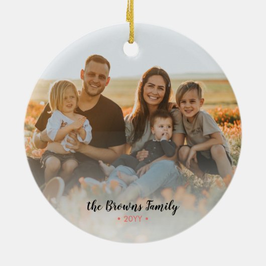 Merry & Bright | Moderne Weihnachtsschmuck-Fotos Keramik Ornament (Hinten)