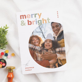 Merry & Bright Modernes, farbenfrohes Weihnachtsfe Feiertagskarte