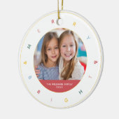 Merry & Bright Modernes Rainbow Foto Keramik Ornament (Links)