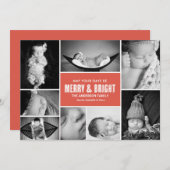 Merry & Bright Multi Foto Card Feiertagskarte (Vorne/Hinten)