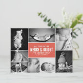 Merry & Bright Multi Foto Card Feiertagskarte (Stehend Vorderseite)