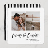 Merry & Bright Multi-Foto Weihnachtskarte Feiertagskarte (Vorne/Hinten)