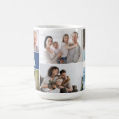 Merry & Bright Multi-Photo Holiday Blue custom Kaffeetasse (Mittel)