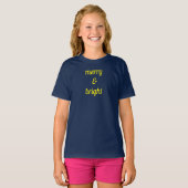 Merry & Bright Navy Blue Yellow Custom Gift T-Shirt (Vorne ganz)