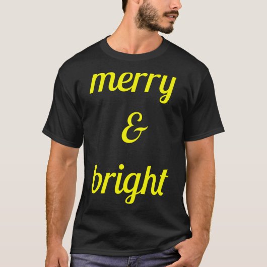 Merry Bright Navy Blue Yellow Gift  T-Shirt (Vorderseite)