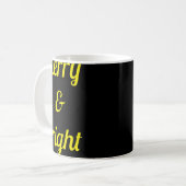Merry Bright Navy Blue Yellow Gift T Shirt  Kaffeetasse (Vorderseite Links)