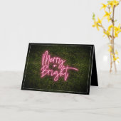 Merry + Bright Neon Sign Boxwood Weihnachten Karte (Gelbe Blume)