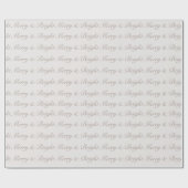 "Merry & Bright" Neutral Script Minimalist Geschenkpapier (Flach)