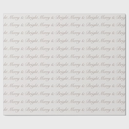 "Merry & Bright" Neutral Script Minimalist Geschenkpapier (Flach)
