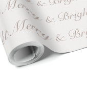 "Merry & Bright" Neutral Script Minimalist Geschenkpapier (Rolleneckpunkt)
