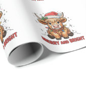 Merry & Bright Niedlich Highland Baby Cow Weihnach Geschenkpapier (Rolleneckpunkt)