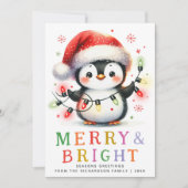 Merry & Bright Niedlich Pinguin Weihnachten (Vorderseite)