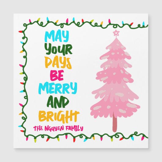 Merry Bright Niedlich Pink Christmas Tree Magnet C (Vorderseite)