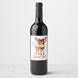 Merry&Bright Niedlich Reindeer Weinetikett