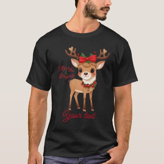 Merry&Bright Niedlich Rentier T - Shirt (Vorderseite)
