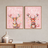 Merry & Bright Niedlich Rentier und Weihnachtsleuc Poster