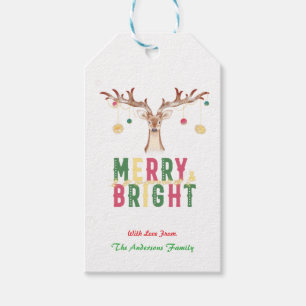 Merry & Bright Niedlich Rentier Weihnachtsschmuck Geschenkanhänger