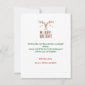 Merry & Bright Niedlich Rentier Weihnachtsschmuck Mitteilungskarte (Rückseite)