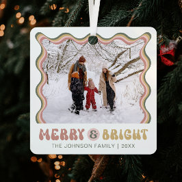 Merry & Bright Niedlich Weihnachten Foto Retro far Ornament Aus Metall
