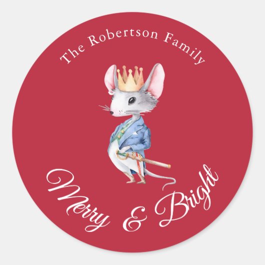Merry & Bright Nutcracker Mouse Christmas Sticker (Vorderseite)