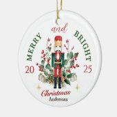 Merry & Bright Nutcracker Solder Holly Berry Keramik Ornament (Links)