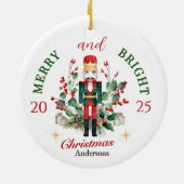 Merry & Bright Nutcracker Solder Holly Berry Keramik Ornament (Hinten)