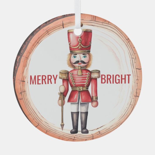 Merry Bright Nutcracker Toy Soldier Ornament Aus Glas (Vorderseite)