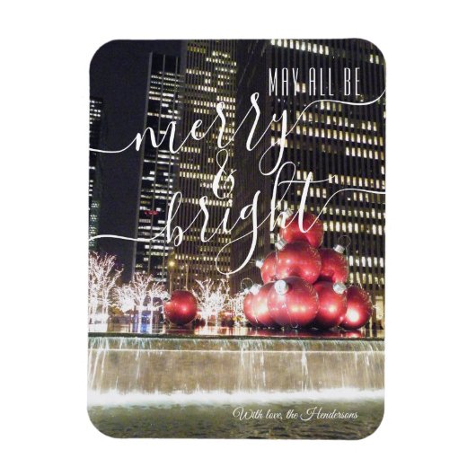 Merry & Bright | NYC Christmas City Lights Foto Magnet (Vertikal)