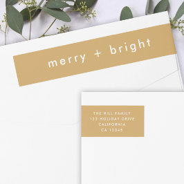 Merry + Bright Ocher Gold Christmas Address