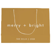Merry + Bright | Ocher Mustard Gold Christmas Große Geschenktüte (Rückseite)