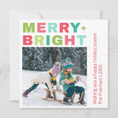 Merry + Bright One Foto Weihnachtskarte (Vorderseite)