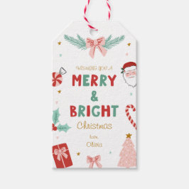 Merry & Bright Pastel Cute Christmas Gift Tags Geschenkanhänger