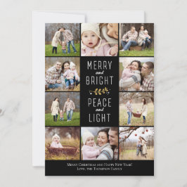 Merry, Bright, Peace & Light | Weihnachts-Foto Feiertagskarte