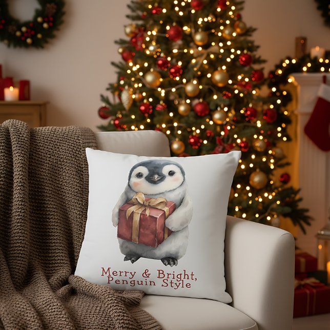 Merry & Bright Penguin Christmas Kissen (Von Creator hochgeladen)