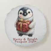 Merry & Bright Penguin Christmas Rundes Kissen (Rückseite)