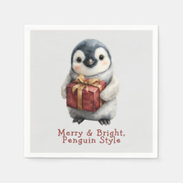 Merry & Bright Penguin Christmas Serviette