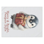 Merry & Bright Penguin Christmas Tischdecke (Vorderseite (Horizontal))