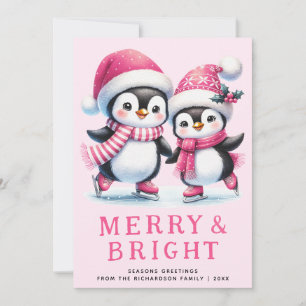 Merry & Bright Penguin Ice Skater Rosa Weihnachten