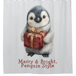 Merry & Bright Penguin Weihnachten Duschvorhang