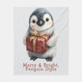 Merry & Bright Penguin Weihnachten Fleecedecke (Vorderseite)