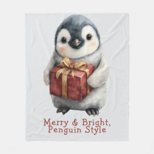 Merry & Bright Penguin Weihnachten Fleecedecke