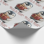 Merry & Bright Penguin Weihnachten Geschenkpapier (Ecke)