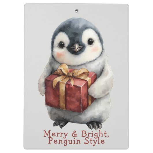 Merry & Bright Penguin Weihnachten Klemmbrett (Rückseite)