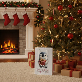 Merry & Bright Penguin Weihnachten Mittlere Geschenktüte