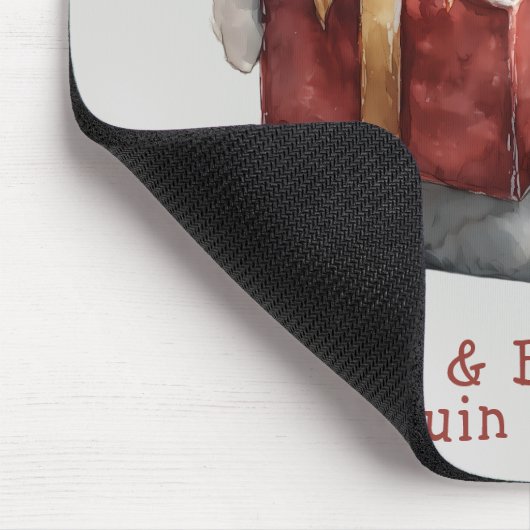 Merry & Bright Penguin Weihnachten Mousepad (Ecke)