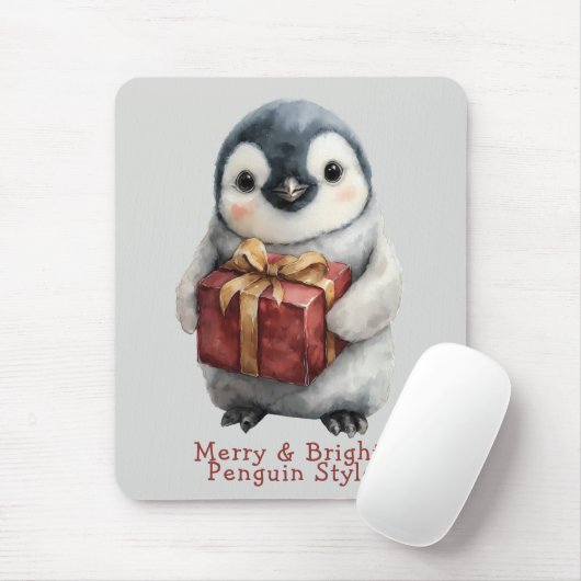 Merry & Bright Penguin Weihnachten Mousepad (Mit Mouse)