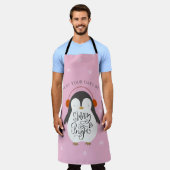 Merry Bright Penguin Whimsical Christmas Pink Schürze (Getragen)