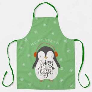 Merry Bright Penguin Whimsical Weihnachten Schürze