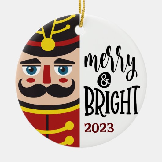Merry & Bright personalisiert Keramik Ornament (Vorne)