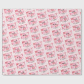 Merry & Bright Personalisiert Modern Pink Christma Geschenkpapier (Flach)
